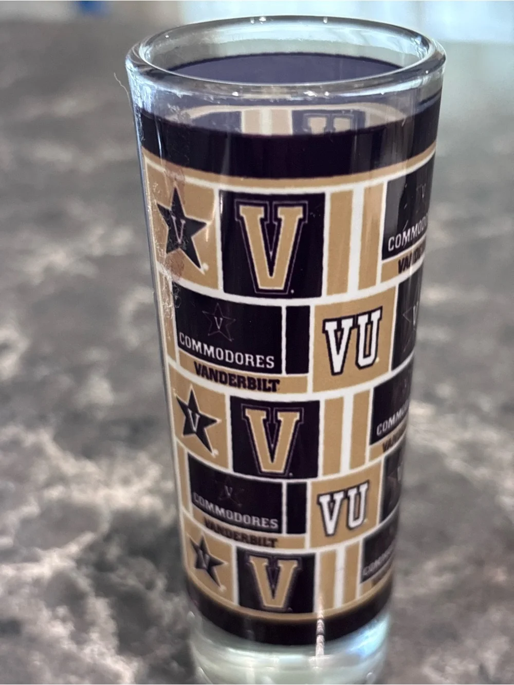 ❗️Vanderbilt Commodores Black and Gold Logo Double Shot Glass
